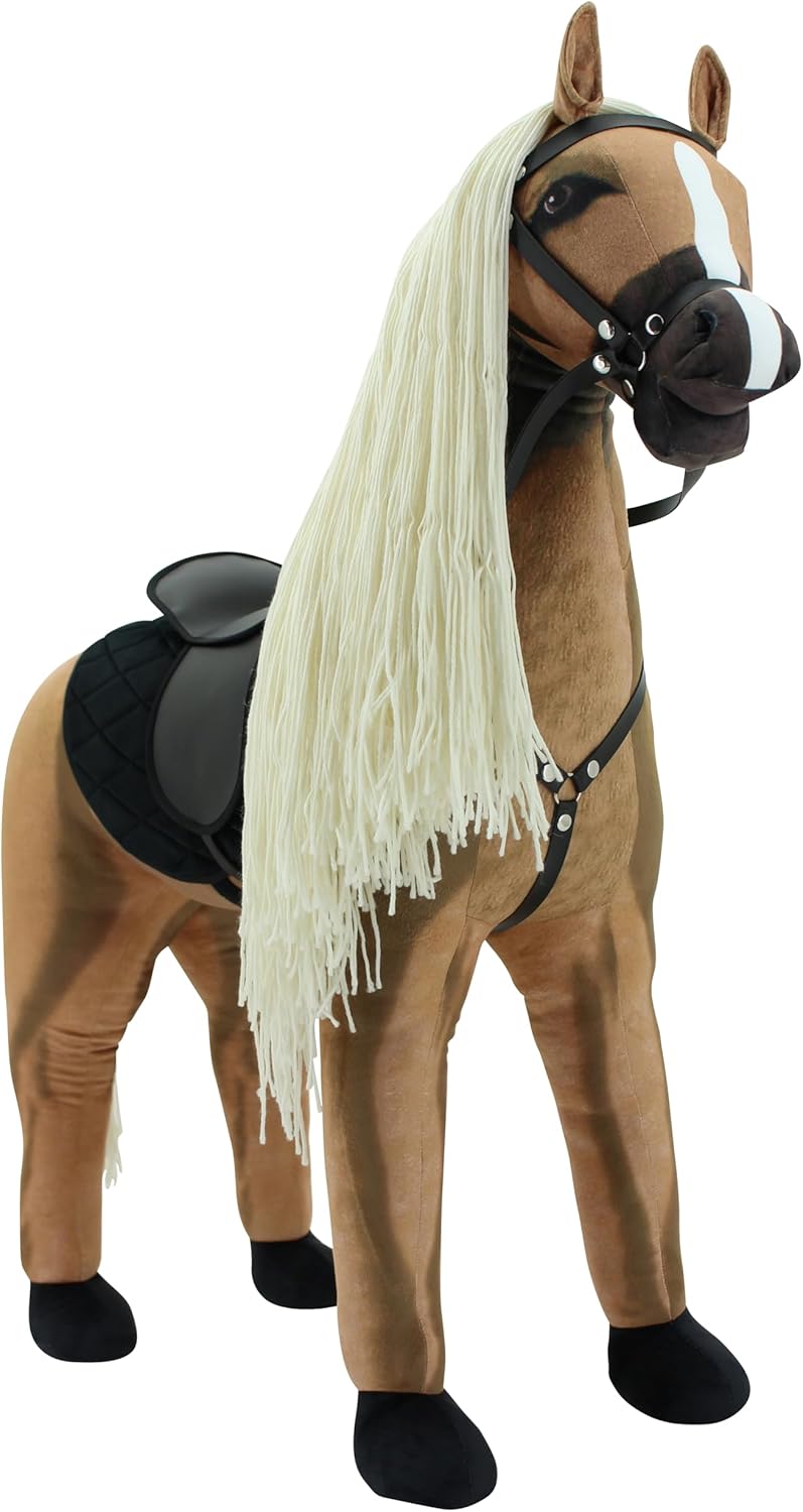 Sweety Toys Stehpferd zum Reiten- Plüschpferd Reittier Keine Montage erforderlich (Hellbraun), Hellb