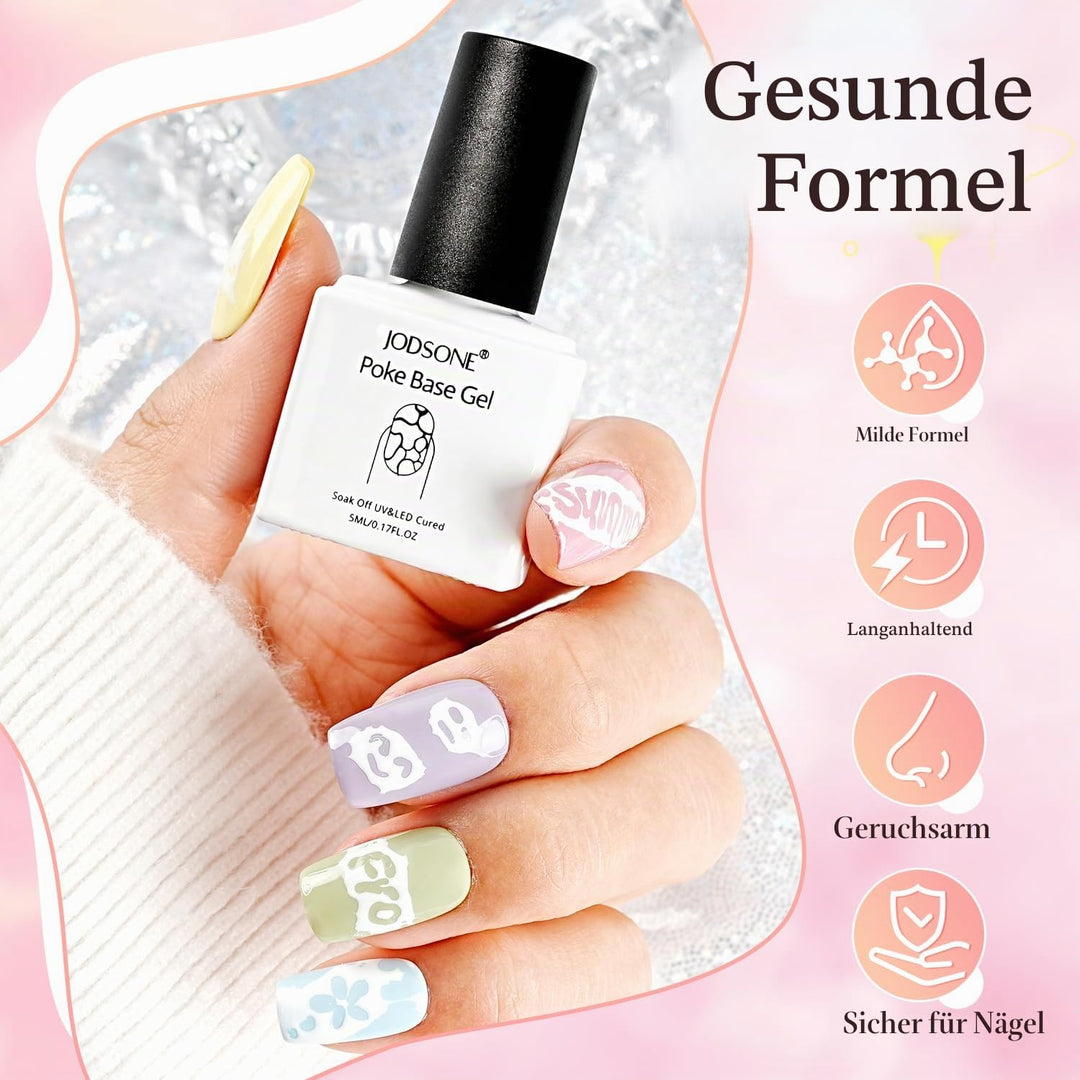 JODSONE UV Gel Nagellack Set, 8 Farben Poke Gel Nagellack-Set mit beinhaltet Base Coat, Top Coat, Ho