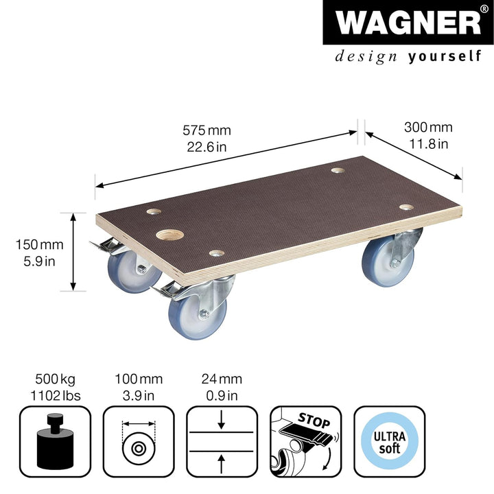 Wagner Transporthilfe MM 1341 I 57,5 x 30 x 15 cm - Tragkraft 500 kg - Multiplex - schwer beladene K