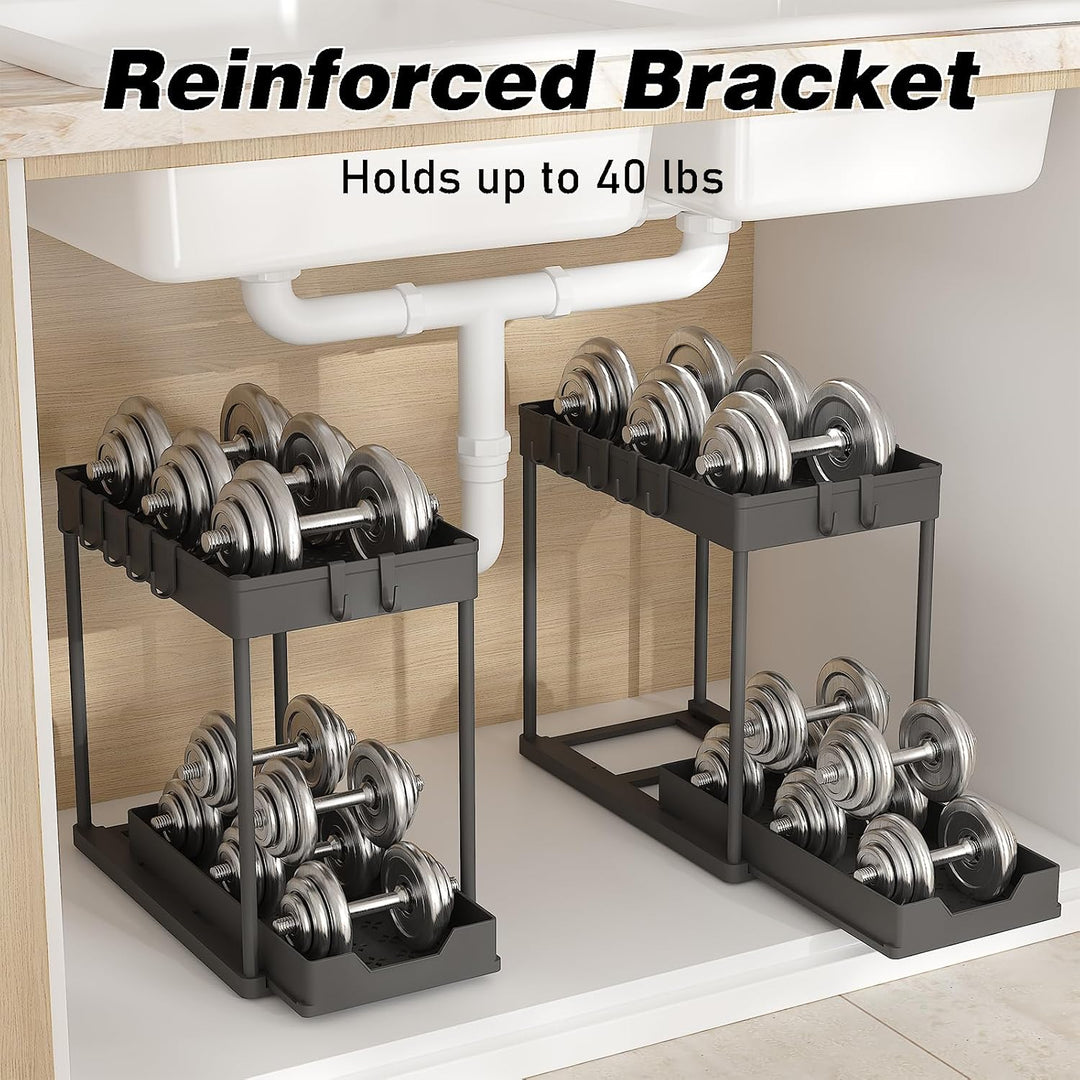 Meltrck Spülschrank Organizer - 2 Stück Unter Waschbecken Regal Organizer - Ausziehbares Lagerregal