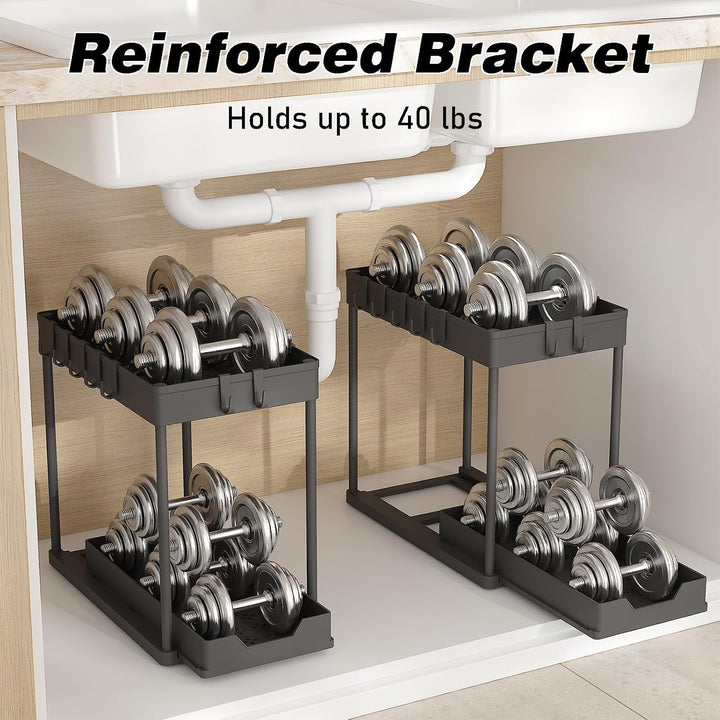 Meltrck Spülschrank Organizer - 2 Stück Unter Waschbecken Regal Organizer - Ausziehbares Lagerregal