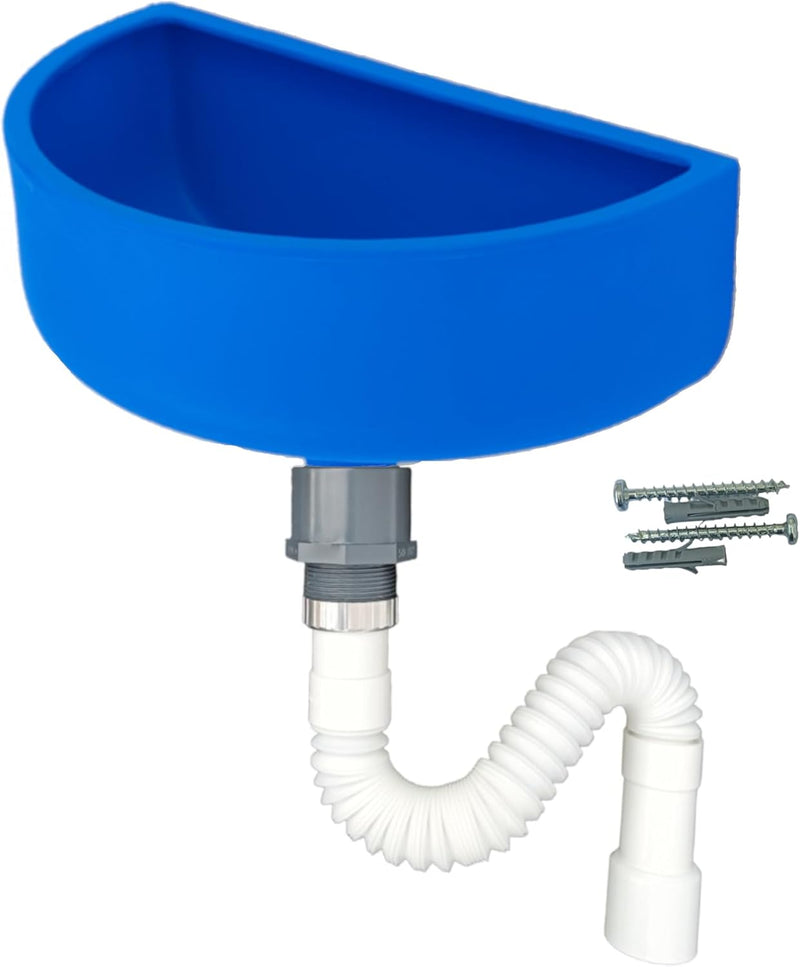 Varile Premium-Set Waschbecken Blau aus Kunststoff für Garten & Keller inkl. Abflusssieb-Haarsieb au