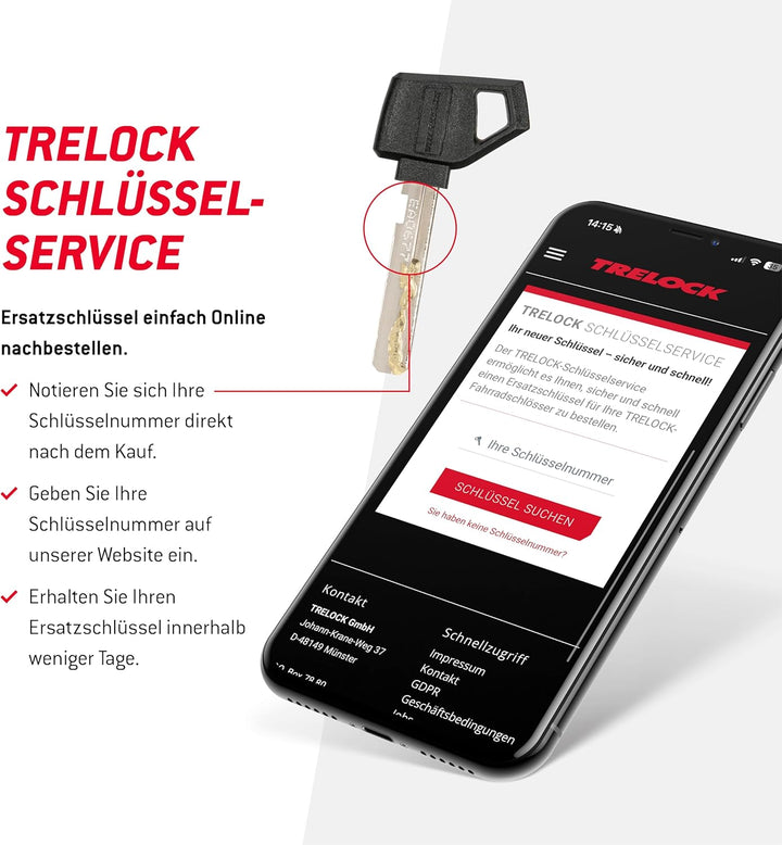 TRELOCK RS 560 NAZ + ZR 355 – Rahmenschloss Set mit 100 cm Einsteckkette und Satteltasche – Sicherhe