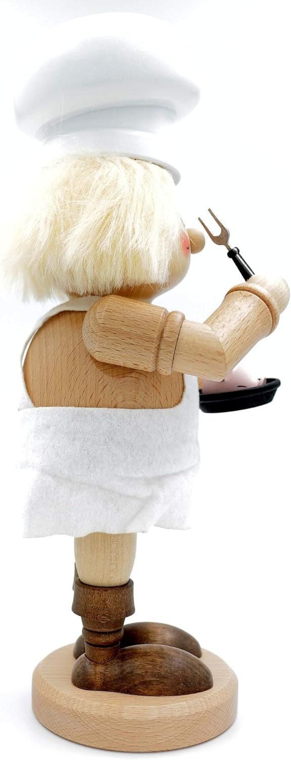 Kuhnert - Original Erzgebirgische Holzkunst Räuchermann Räucherfigur Wichtel 34cm - Koch, Koch
