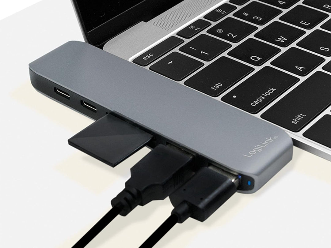 LogiLink 7-in-1 Multifunktions Hub (Type USB-C) mit PD (Power Delivery), Aluminium-Legierung, UA0302