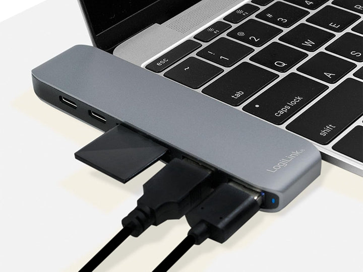 LogiLink 7-in-1 Multifunktions Hub (Type USB-C) mit PD (Power Delivery), Aluminium-Legierung, UA0302