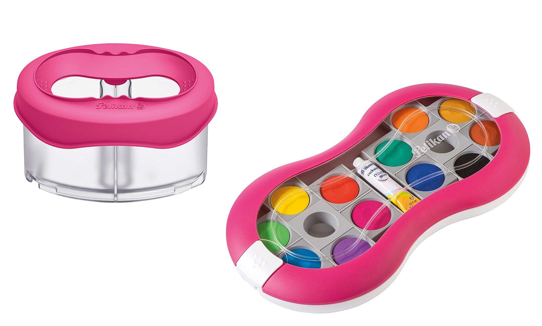 Pelikan Wasserbox Space für Deckfarbkasten/Wasserfarbkasten Space+ (Magenta, Deckfarbkasten 12 Farbe