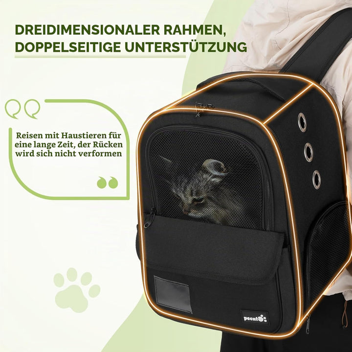 pecute Haustier Rucksack 6kg, Tragbare und Faltbare Katzentasche, Atmungsaktive und Leichte Hundetas