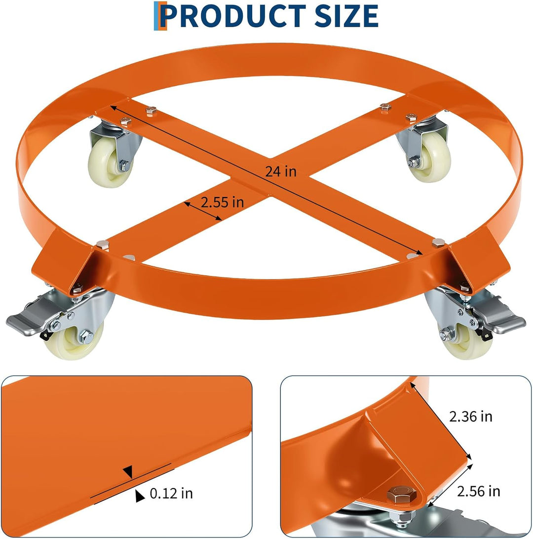 Garvee Fassroller,Rundes Rollbrett Aus Metall ø 64 cm,190L Transportroller Bis 1000 Lbs,Schwerlastro