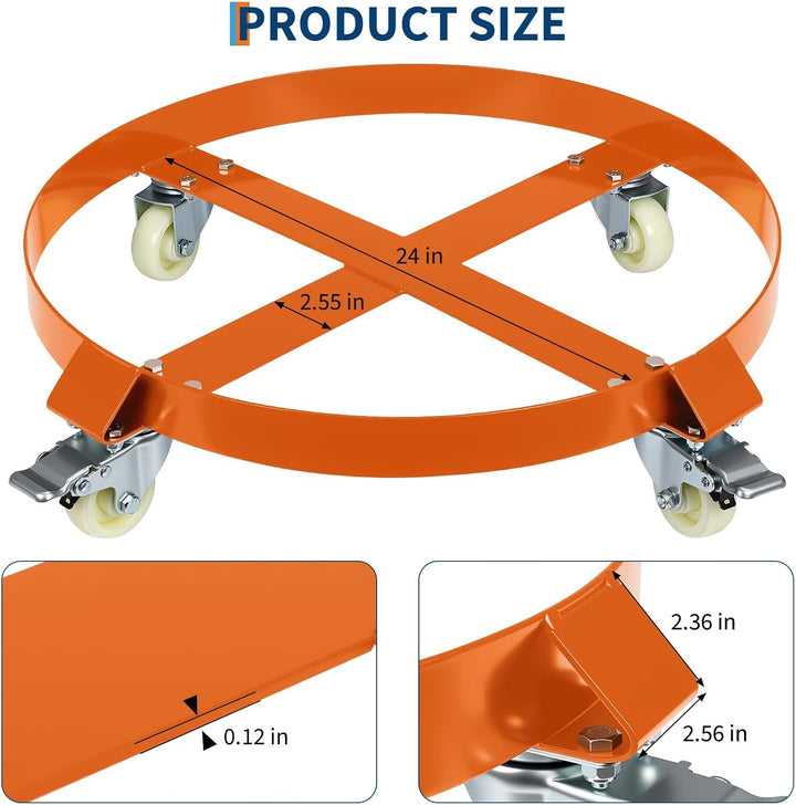 Garvee Fassroller,Rundes Rollbrett Aus Metall ø 64 cm,190L Transportroller Bis 1000 Lbs,Schwerlastro