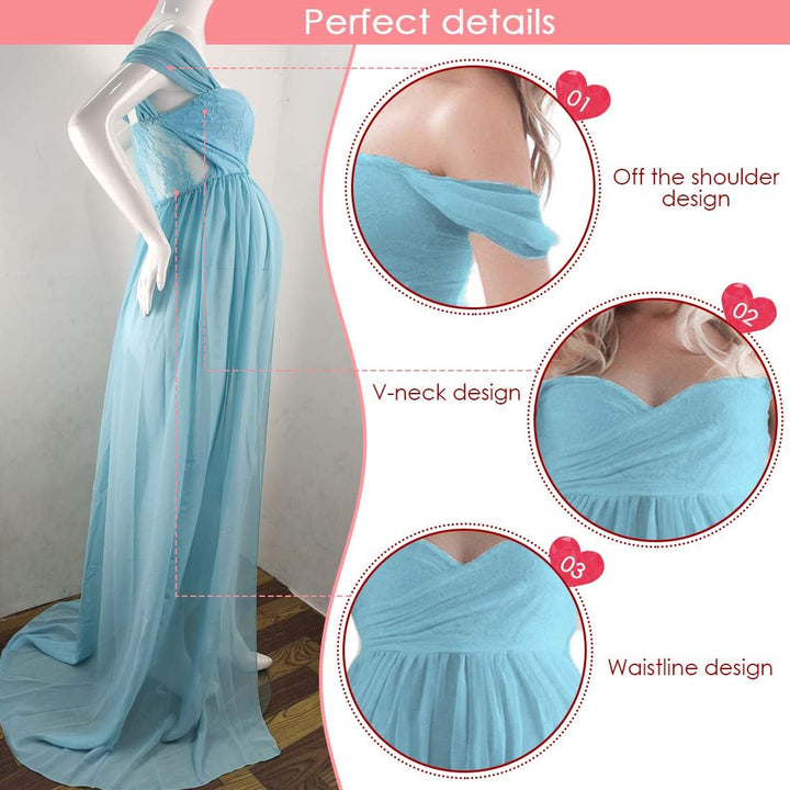 Schwangere Frauen Fotografie Stützen Schwanger Kleid Maternity Gown Split Front Foto Shoot Kleid Mut
