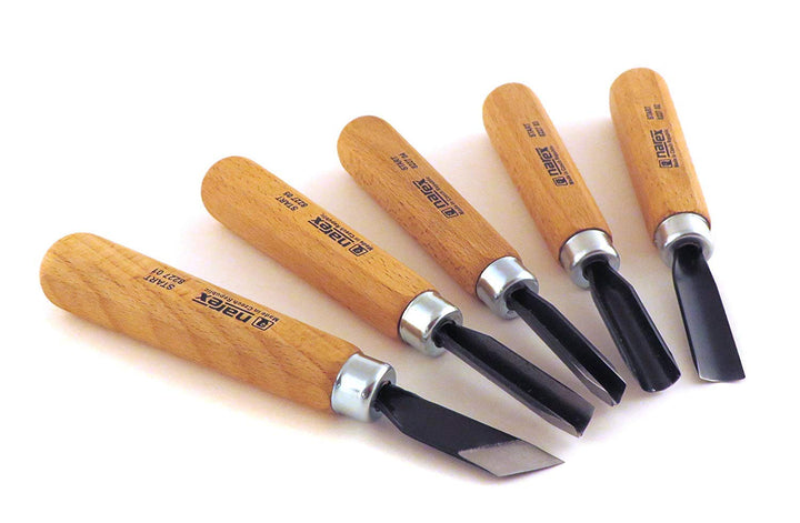 Narex Starter Holzschnitz-Meisselset mit Holzblock, 5-tlg