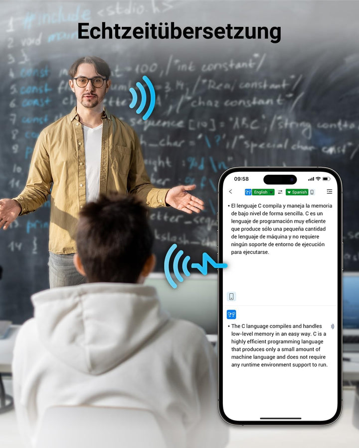 Wooask M3 AI Kopfhörer Übersetzer, 3-in-1 Echtzeit Sprachübersetzer Kopfhörer mit 144 Sprachen, 48H