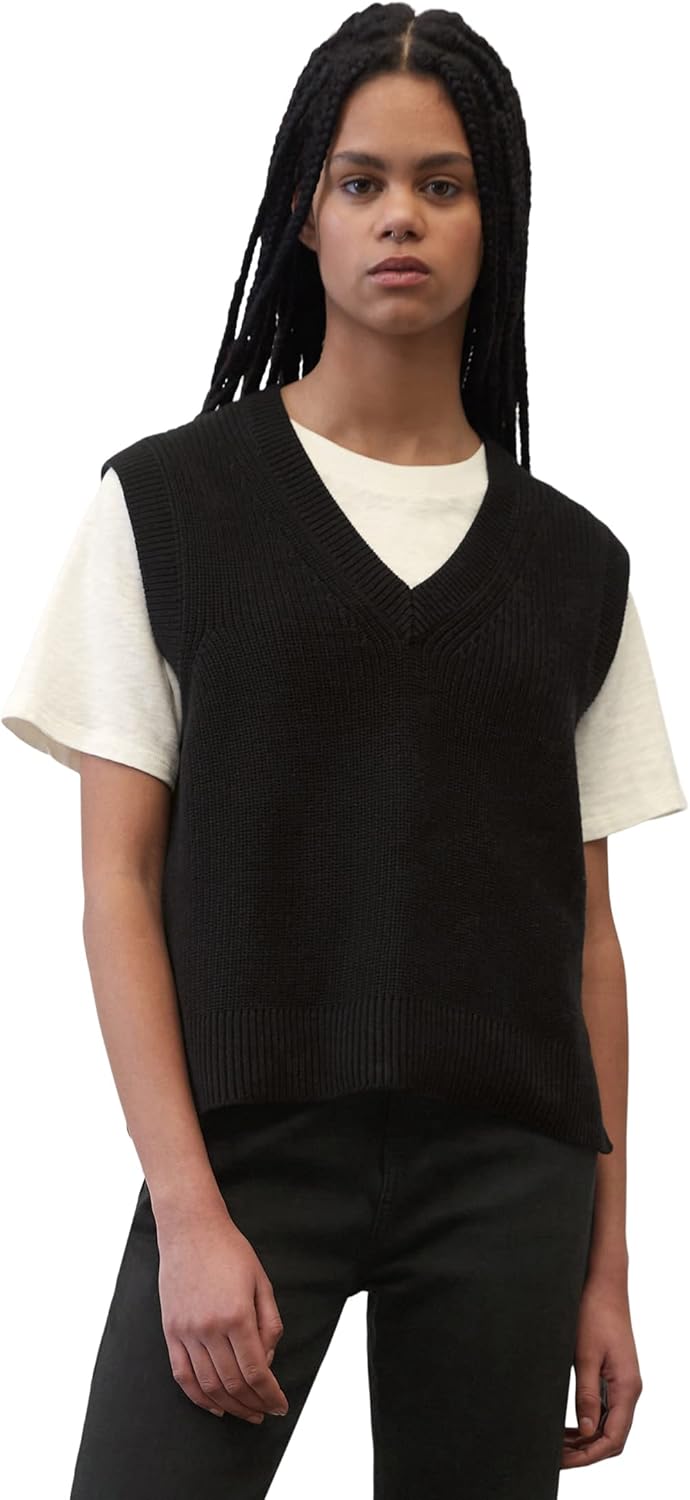 Marc OߴPolo Denim Damen Pullunder aus Bio-Baumwolle ärmellos, XXS Schwarz