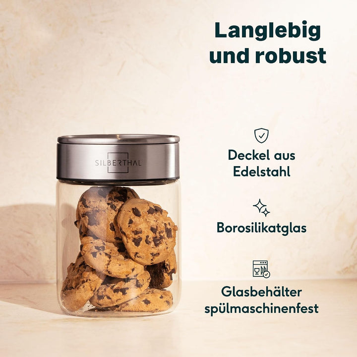 SILBERTHAL Vorratsdosen Glas mit Deckel Set 700 ml - Vorratsgläser für luftdichte & auslaufsichere A