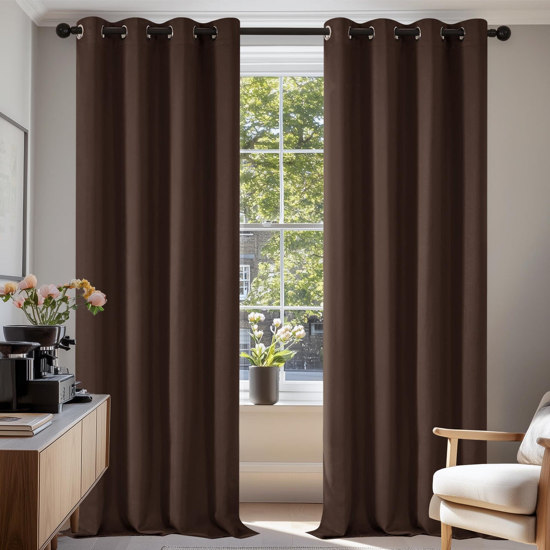 Deconovo Blickdicht Gardinen mit Ösen für Schlafzimmer Thermogardine Kälteschutz Vorhang Blickdicht,