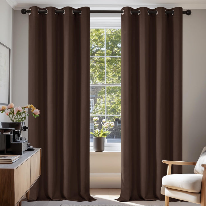 Deconovo Blickdicht Gardinen mit Ösen für Schlafzimmer Thermogardine Kälteschutz Vorhang Blickdicht,