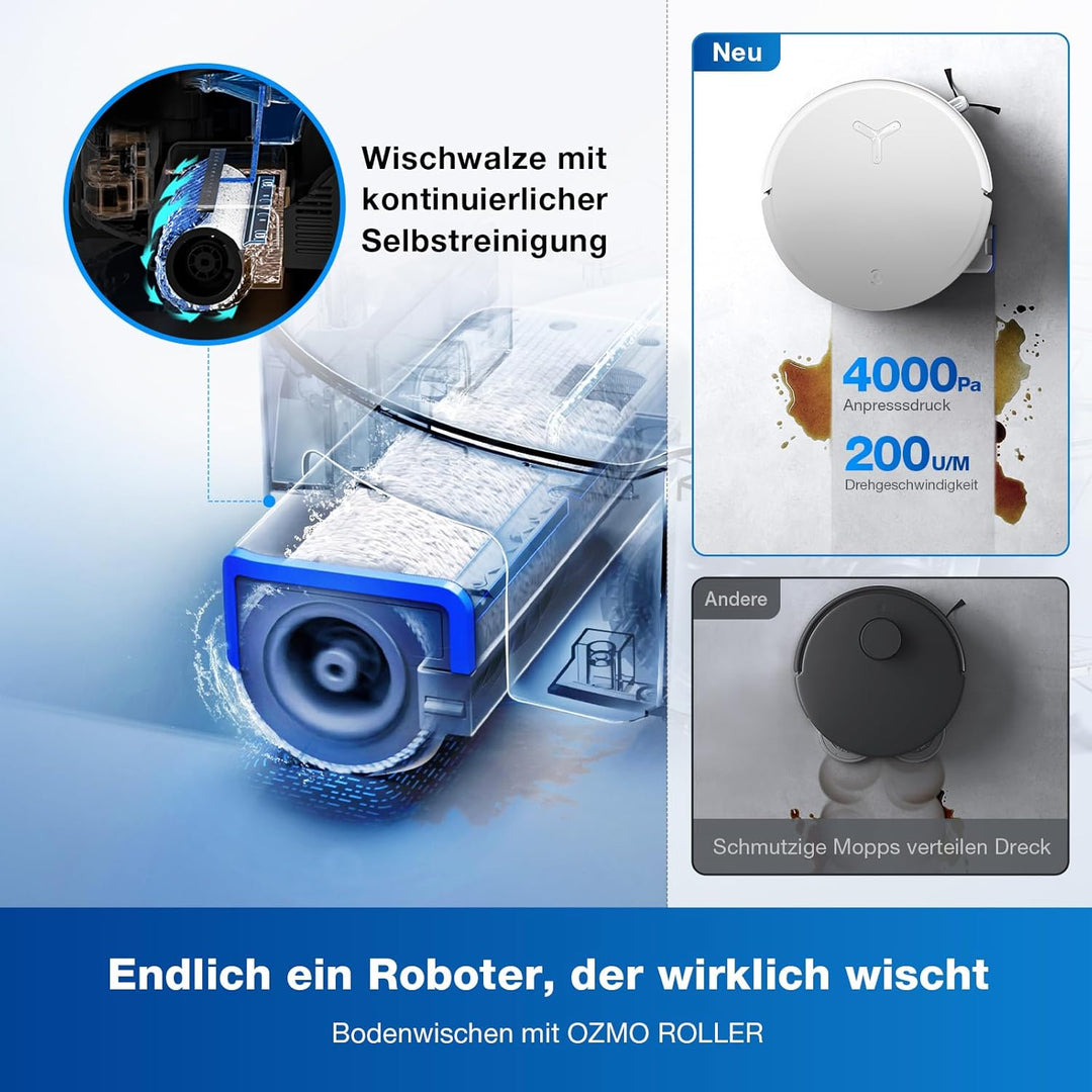 ECOVACS DEEBOT X8 Omni Saugroboter mit Wischfunktion, 18.000 Pa, OZMO Roller Wischwalze mit kontinui