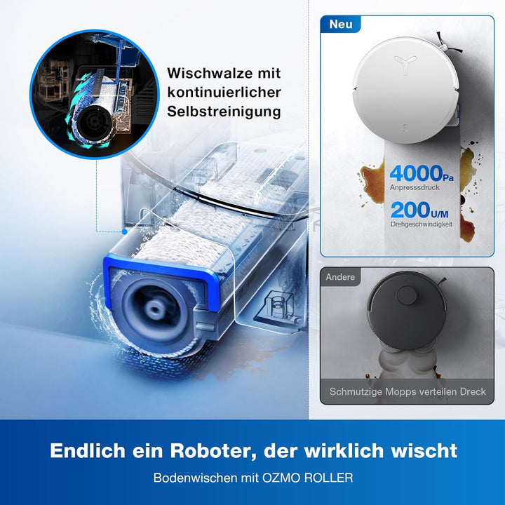 ECOVACS DEEBOT X8 Omni Saugroboter mit Wischfunktion, 18.000 Pa, OZMO Roller Wischwalze mit kontinui