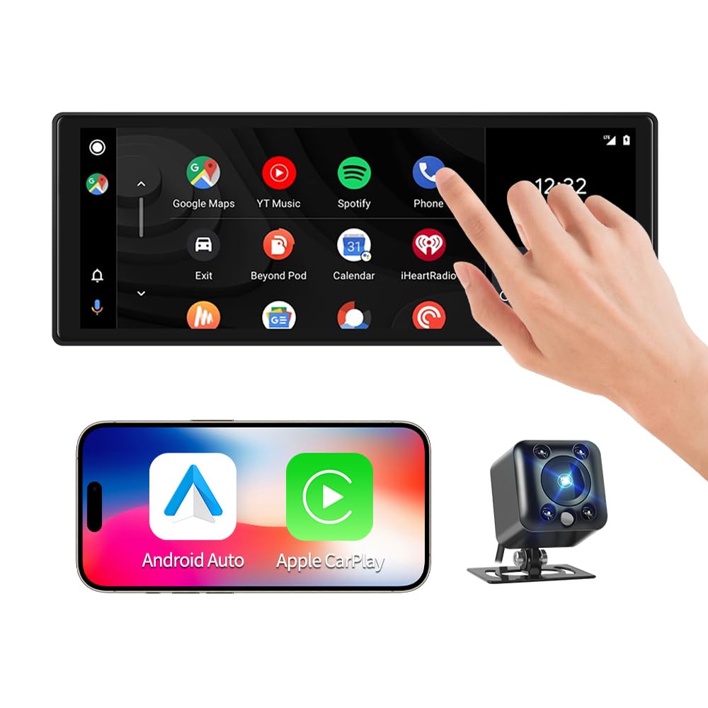 VSYSTO Tragbares Auto Stereo, Unterstützung Wireless Carplay für Android Auto, 10.26" Touchscreen Wi