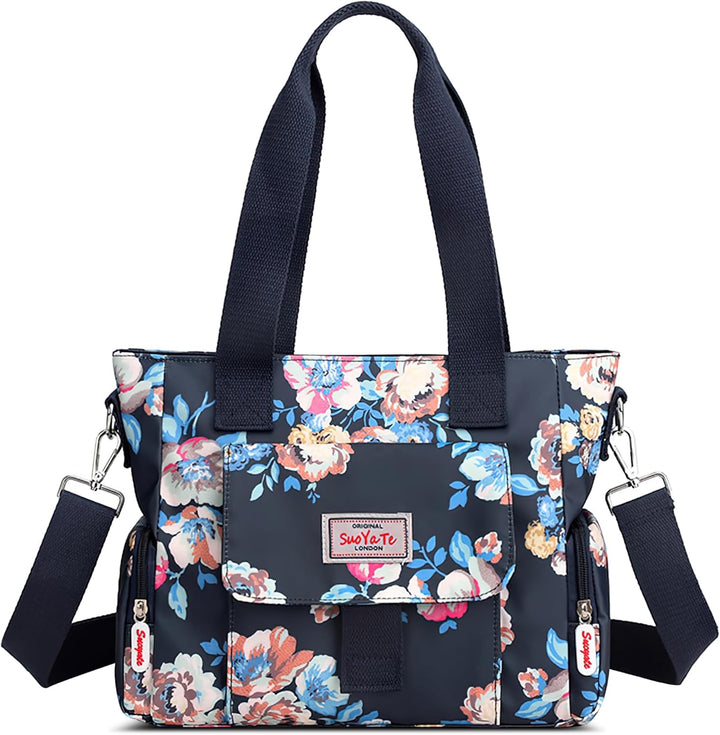 DIRRONA Bunte Damenhandtaschen Modedruck Umhängetasche Multi Pocket Multi Fach Crossbody Bag Beiläuf