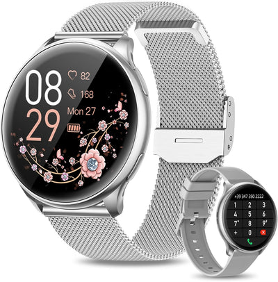 RUXINGX Smartwatch Damen Herren mit Telefonfunktion, 1.32 Zoll HD Voll Touchscreen, Armbanduhr mit S