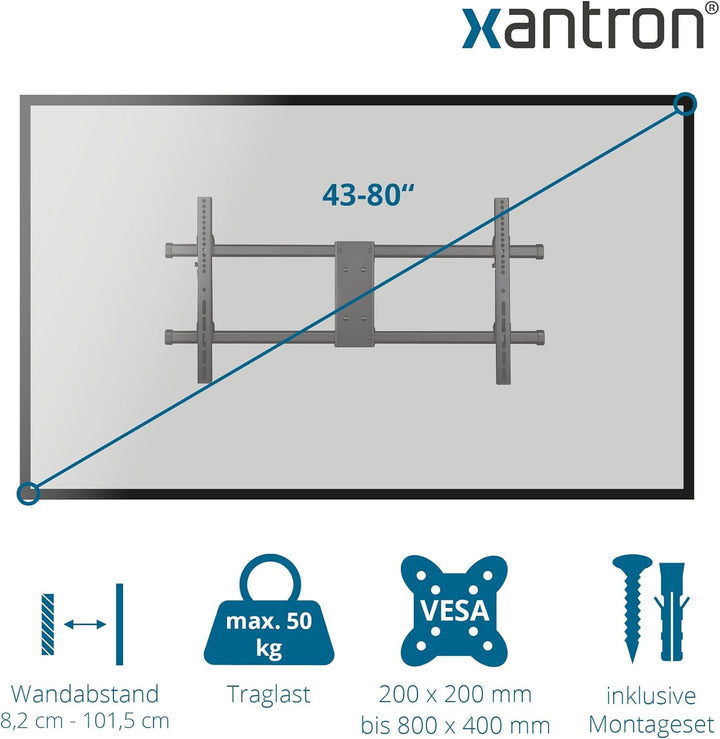 Xantron® STRONGLINE-960XL Wandhalterung Fernseher Schwenkbar Neigbar Drehbar / 43-80 Zoll TV Halteru