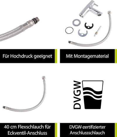 'aquaSu® Standventil Logo mit Wasserspar-Mischdüse, Kaltwasserarmatur mit Keramikkartusche, Einhebel