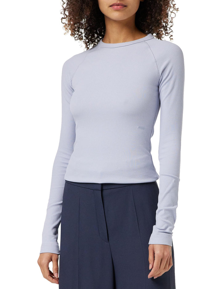 G-STAR RAW Damen Slim Rib R T Ls Wmn Tops S Grau (Icelandic Blue D23343-d493-g081), S Grau (Icelandi