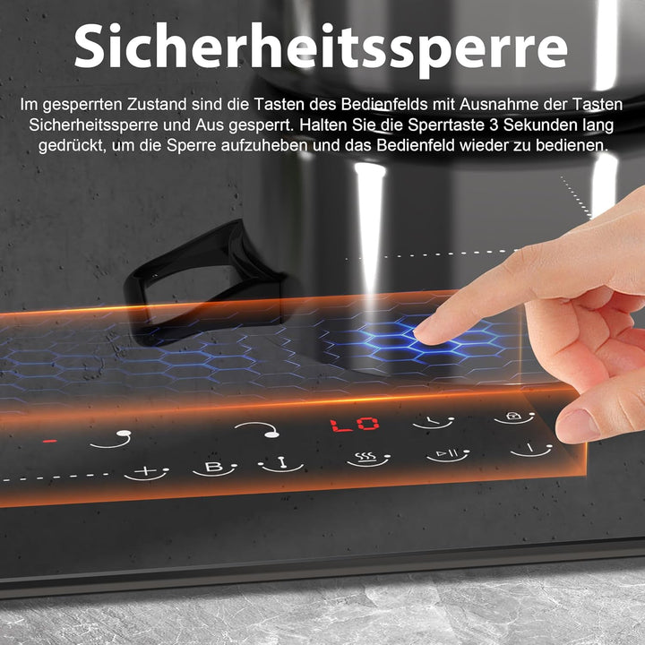 Induktionskochfeld mit Stecker, Cooksir Induktions Kochfeld 4 Platten, Einbau 60CM, Flexible Kombini