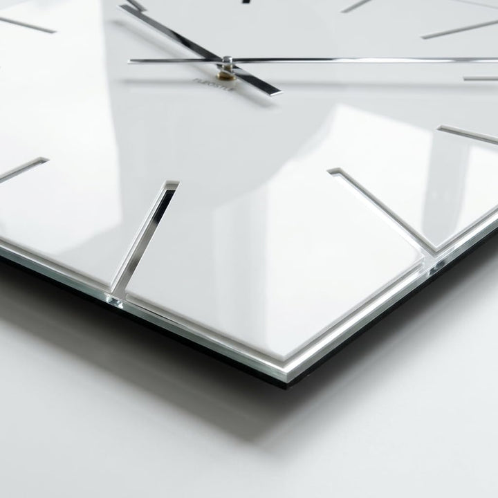 FLEXISTYLE Moderne grosse Wanduhr Exact 50cm, Acrylglas und Acrylspiegel, Stille, Wohnzimmer, Schlaf