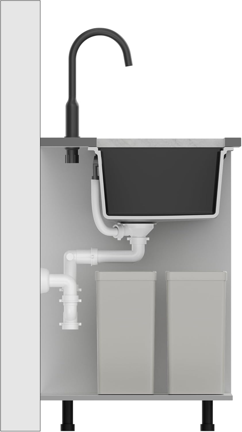 QUADRON | LOGAN 110 | Küchenspüle | 1-Kammer-Spüle | Masse: 70 x 37 x 23,5 cm | Schrankunterbau ab 8