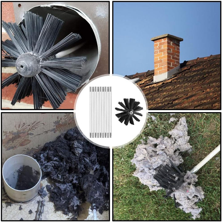 MOCNT Kaminbürste Stange Set Ofenrohrbürste Reinigungsbürste Schornsteinbürste Schornsteinfegerbesen