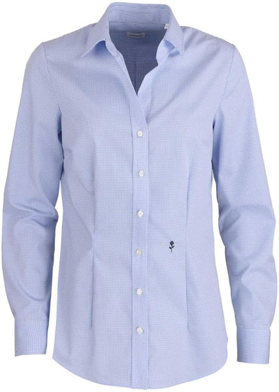 Seidensticker Damen Bluse - Hemdbluse - Slim Fit - Langarm - Uni - 100% Baumwolle 32 Hellblau Karo,