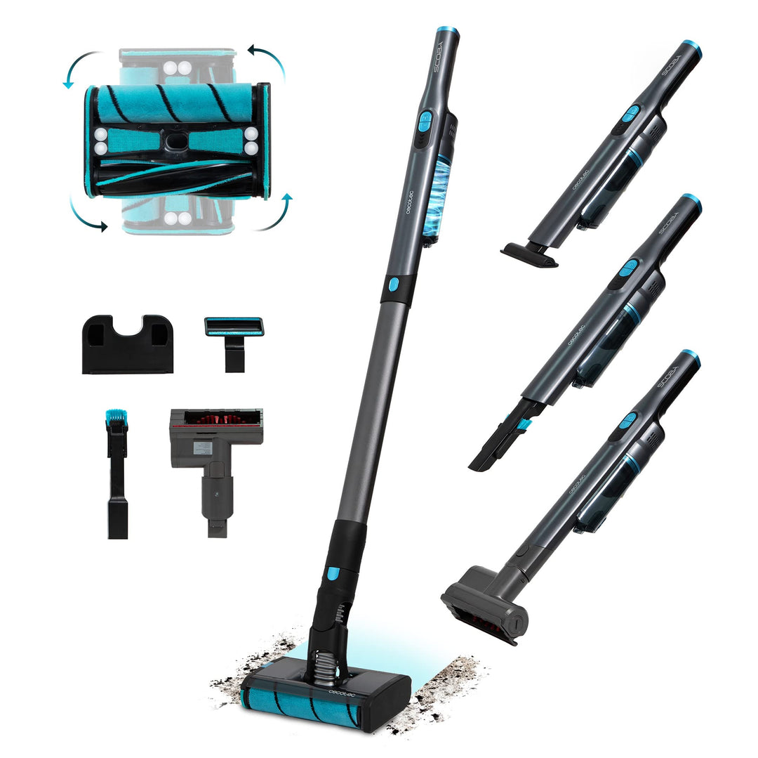 Cecotec Ultraleichter kabelloser Handstaubsauger Scoba 2100 Twice MAX. 210 W und 20 kPa, digitaler b