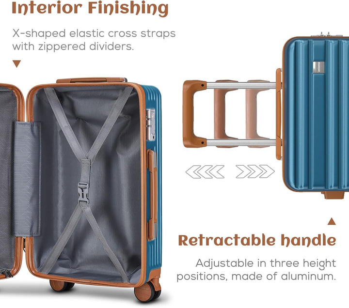 Joyway Hartschalen Koffer Set 3 Stück,Handgepäck Reisekoffer 4 Rollen Leicht, Rollkoffer mit Trolley