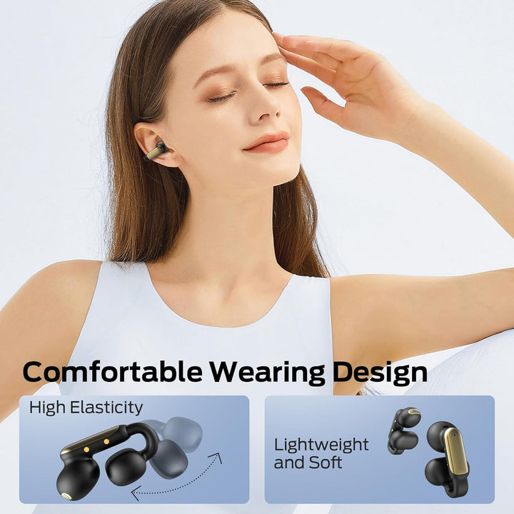 oraolo Open-Ear Kopfhörer, Bluetooth Kopfhörer, Clip On Kopfhörer, Offene Ohr Earbuds, 32H Wiedergab