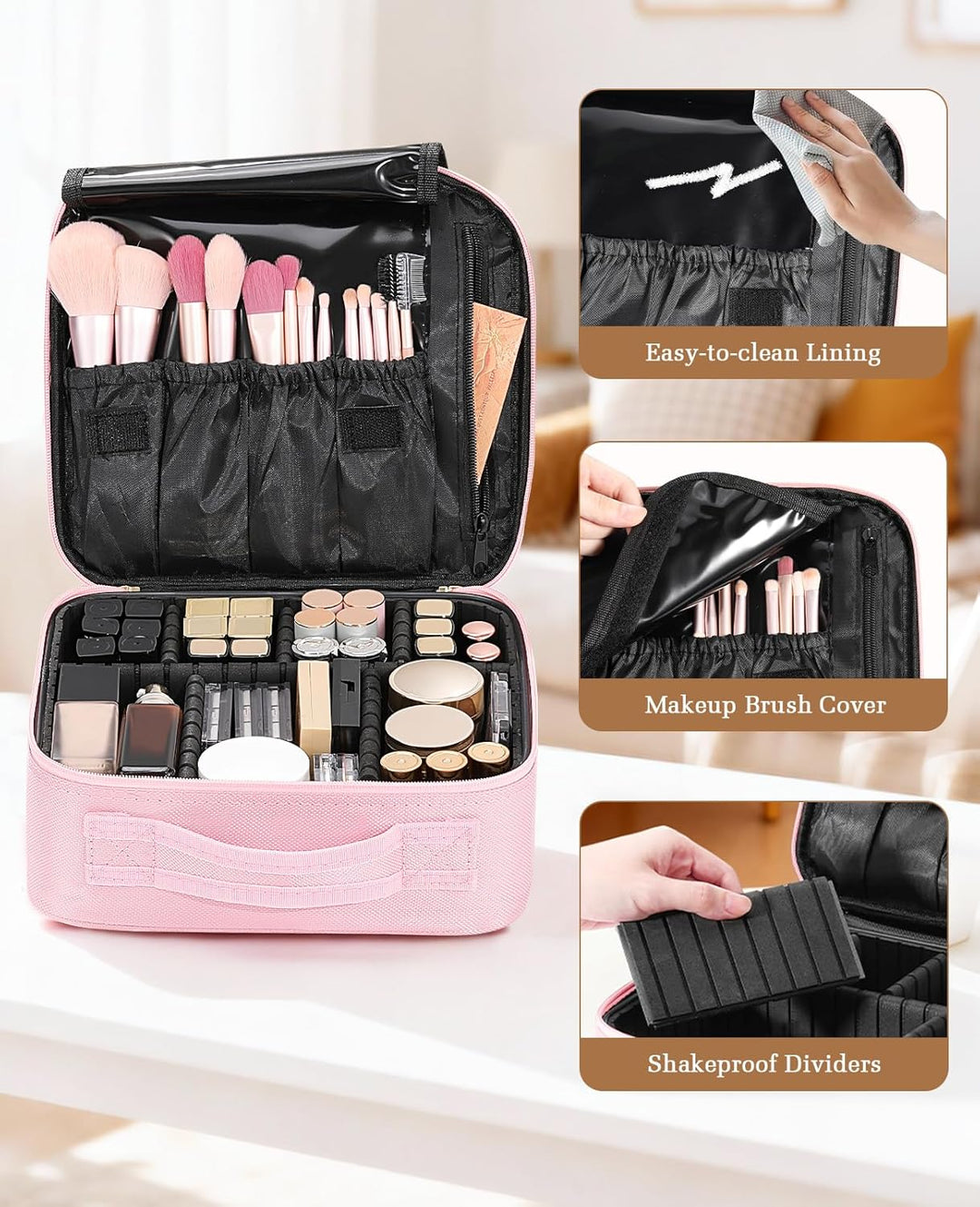 Luxspire Reise-Makeup Zug-Koffer Make-up-Kosmetik-Koffer, professionelle Kosmetik-Box, tragbare Reis