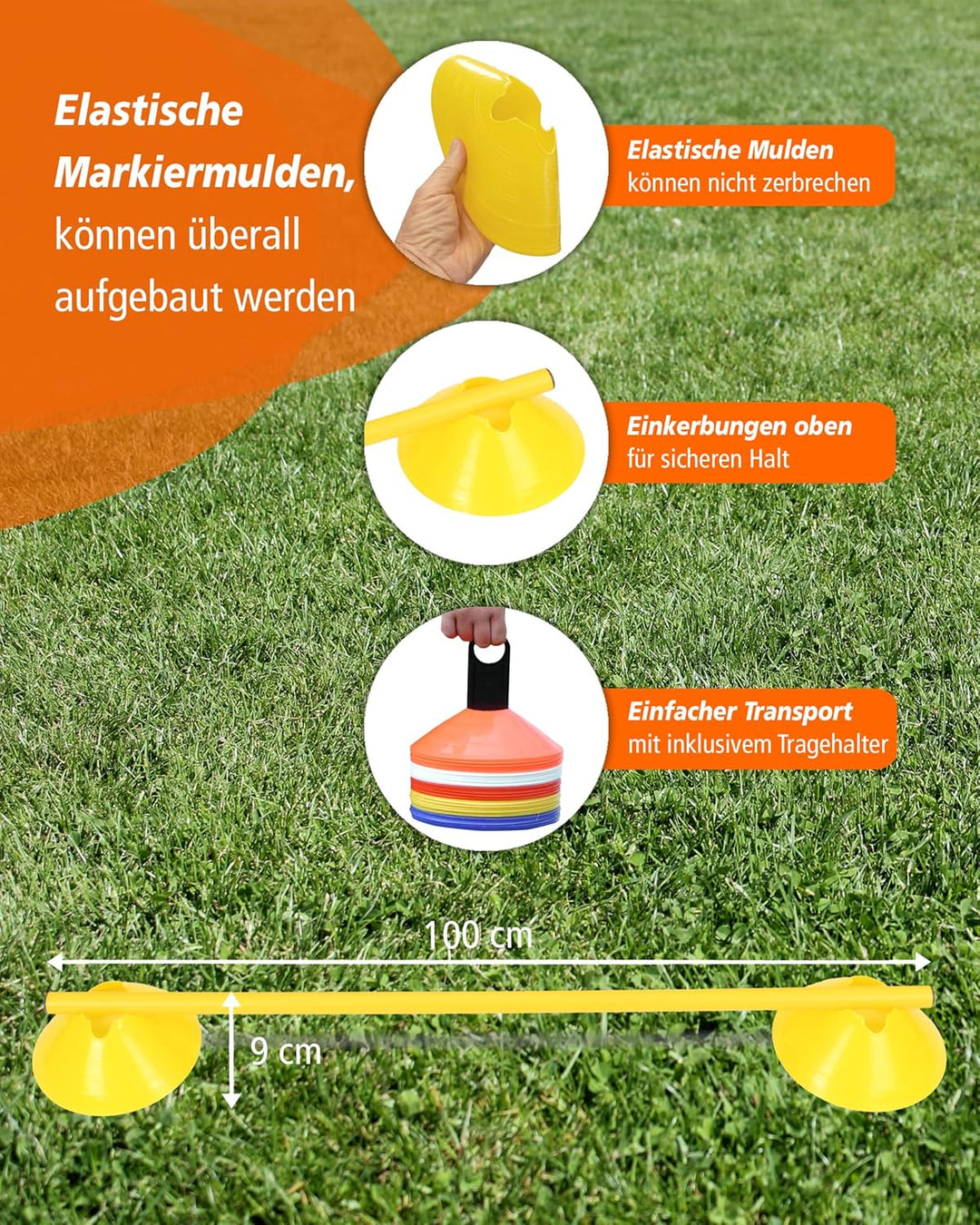 Mini-Hürden 5er Set mit Stangen 100 cm – für Agility- & Koordinationstraining – Cavaletti – Hürden &