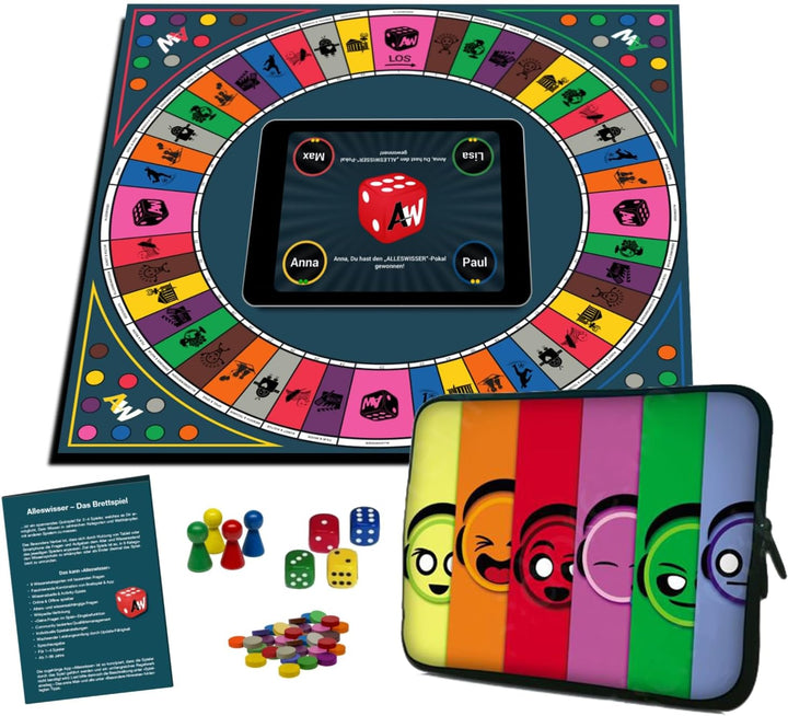 Alleswisser - Das Brettspiel, interaktives Quiz-, Wissens- und Familienspiel mit App für iOS und And