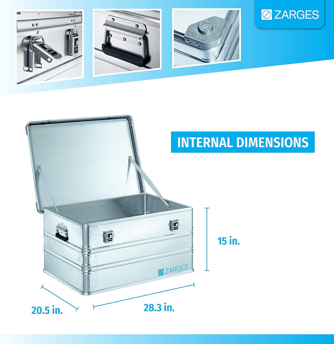 Zarges K470; 157l, IM: 750x550x380mm, silber, 750x550x380mm (Internal), 750x550x380mm (Internal)