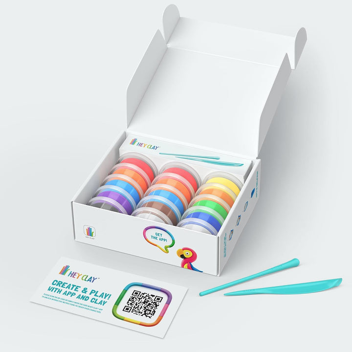 HEY CLAY - 15 Dosen lufttrocknende Knete für Kinder ab 3 Jahren - Kreatives Bastelset - Modelliermas