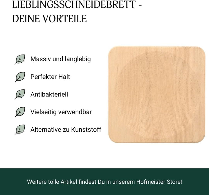 HOFMEISTER® Schneidebrett für Kräuter & Gewürze, 20 cm, quadratisches Kräuterbrett mit praktischer A
