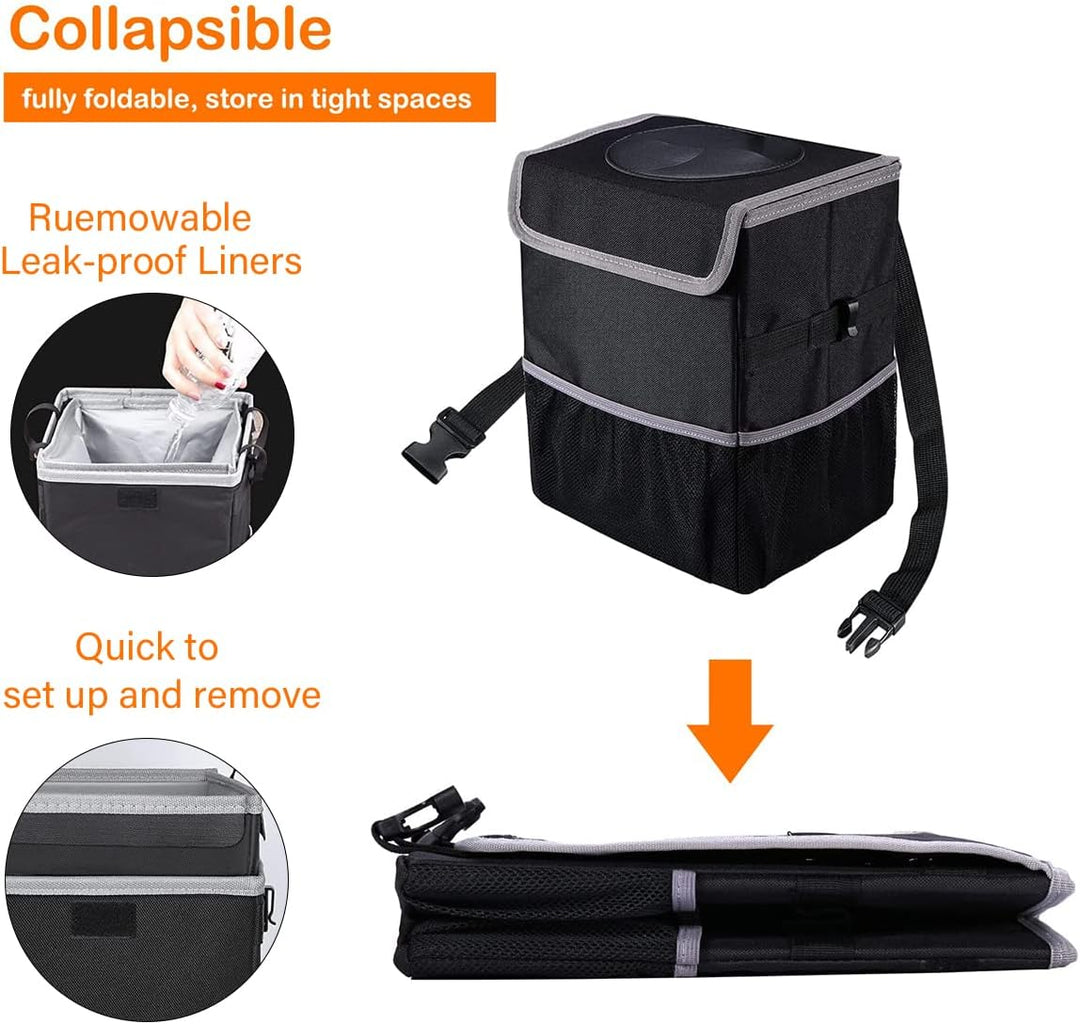 JNNJ Multifunktionaler Auto-Organizer-Mülleimer, Zusammenklappbarer Und Tragbarer Wasserdichter Auto