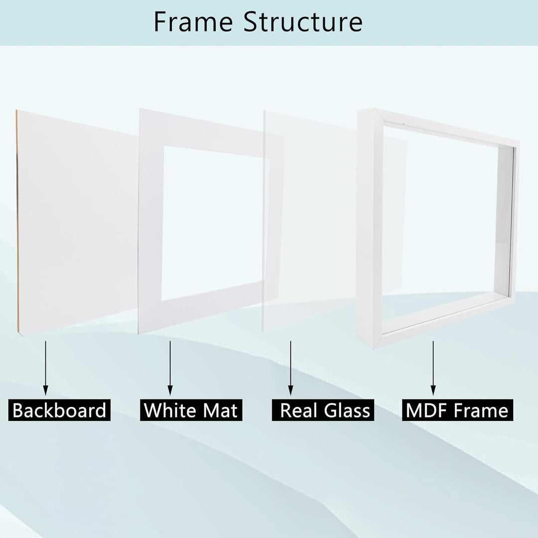 GraduationMall Weiss 28x28cm 3D Bilderrahmen Tief Objektrahmen mit Glas zum Befüllen für Bilder Bouq