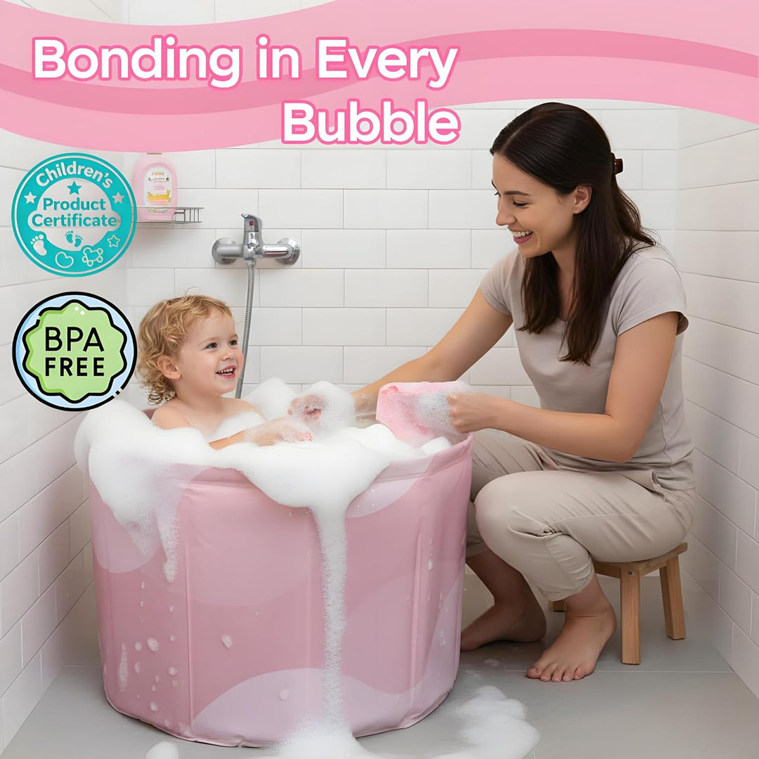 WAVYEASE Upgraded tragbare Badewanne für Kleinkinder – Faltbare Tiefenbadewanne für Kinder, Aufbau i