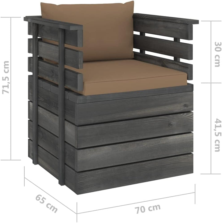 vidaXL Massivholz Gartensessel Loungemöbel Paletten Sessel Gartenmöbel Gartenstuhl Loungesessel mit