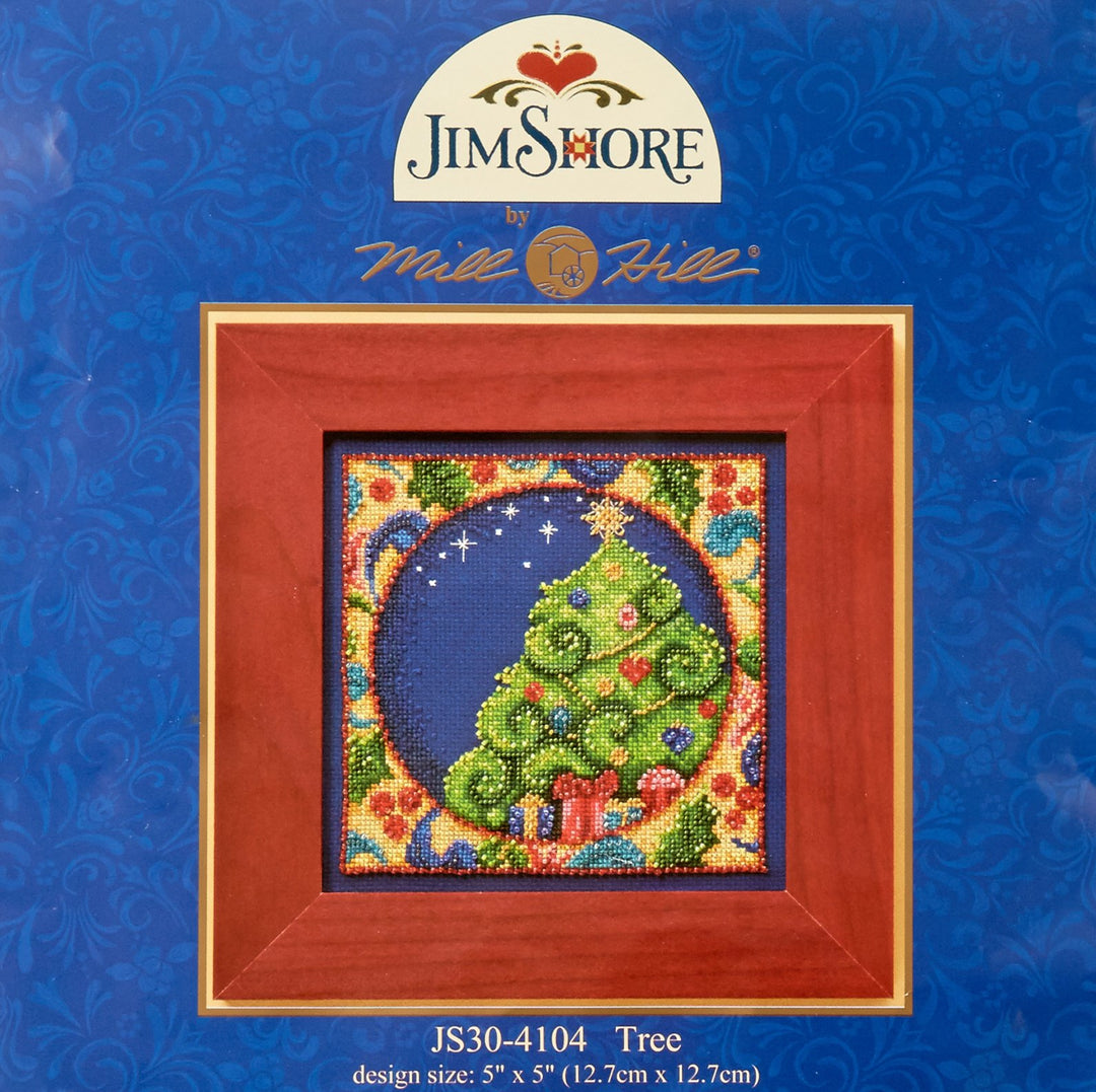 Mill Hill 143290/Jim Shore Kreuzstich-Set, 12,7 x 12,7 cm, Baum (18 Stück), Weiss