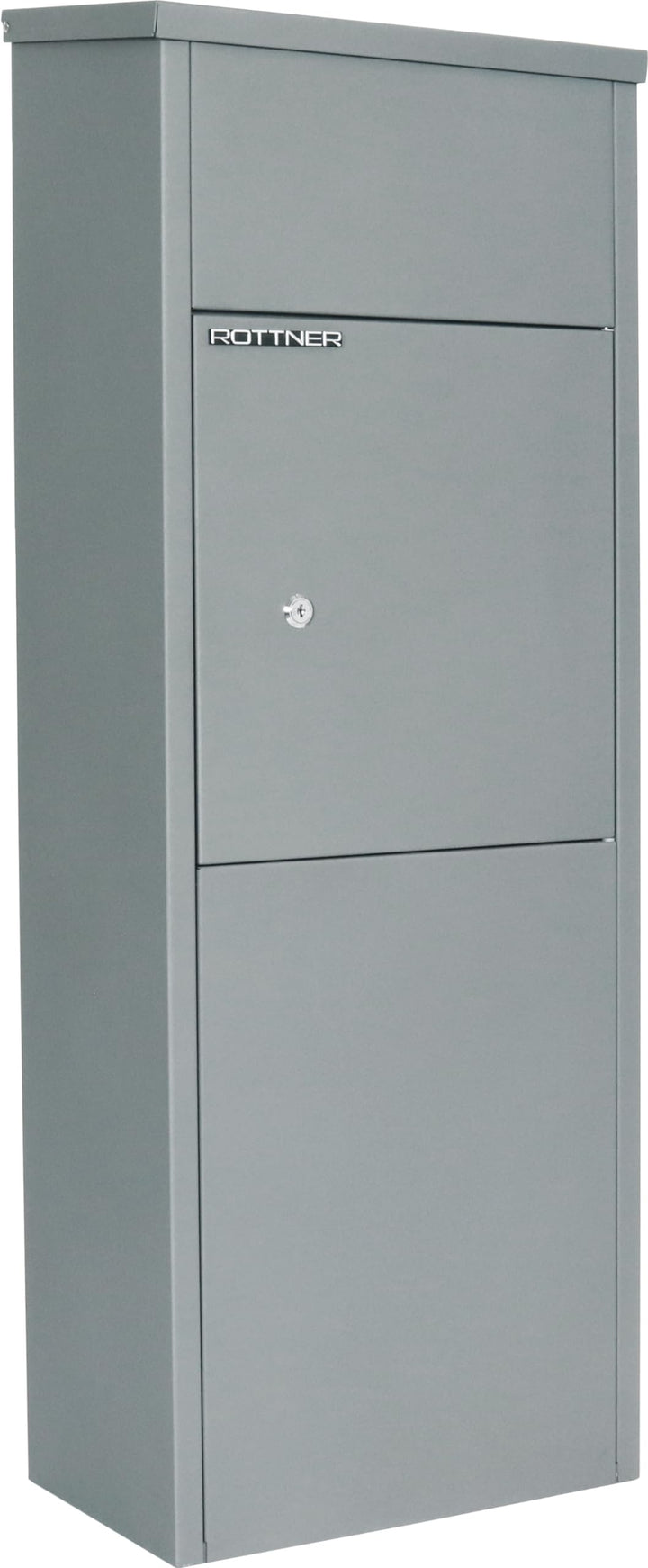 Rottner Parcel Keeper 1000 Stand Paketbriefkasten Stahl, Silber, HxBxT 105x38x23 cm, Zylinderschloss