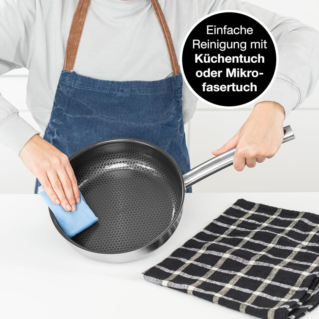 Moritz & Moritz Edelstahlpfanne Wabenstruktur 24cm mit Keramikbeschichtung der neuesten Generation -